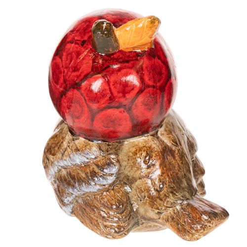 Décoration en céramique oiseau avec bonnet pomme rouge 13cm | Floristik24.fr