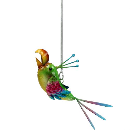 Floristik24 Oiseau à suspendre vert, rose, bleu 19.5cm
