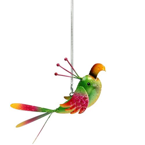 Floristik24 Oiseau à suspendre vert, rose, orange 18.5cm