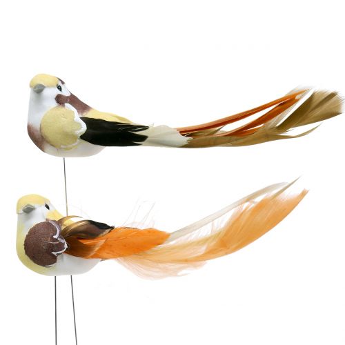 Oiseaux sur fil de fer brun/orange 14 cm 12 p.