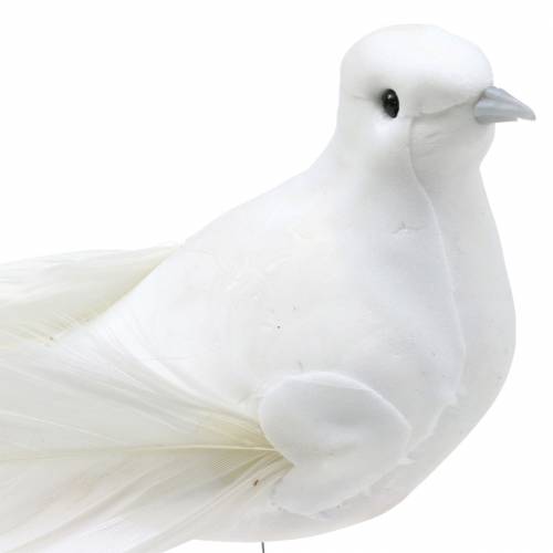 Colombe sur fil blanc 10cm 6pcs