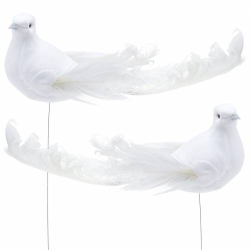 Floristik24 Colombe sur fil blanc 10cm 6pcs