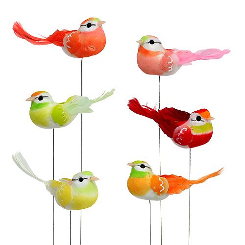 Oiseau 8cm multicolore 12P