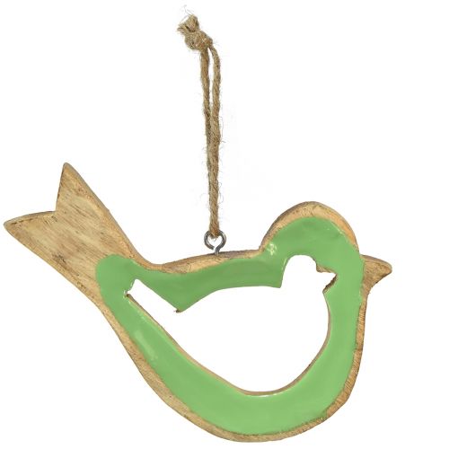 Floristik24 Décoration oiseau cintre décoratif en bois vert naturel 15,5x1,5x16cm