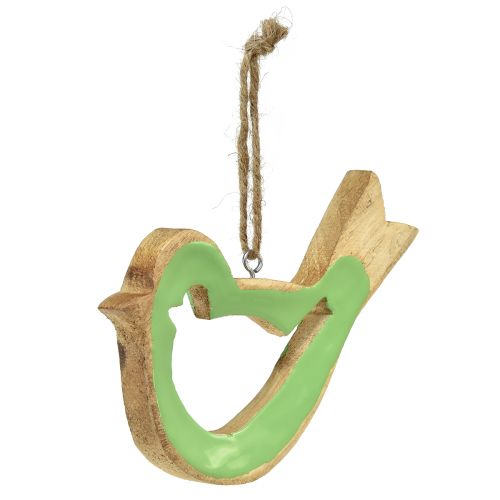 Article Décoration oiseau cintre décoratif en bois vert naturel 15,5x1,5x16cm