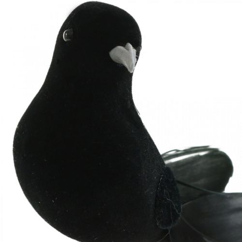 Article Pigeons sur fil, décoration mariage, pigeons noirs H7cm 4pcs