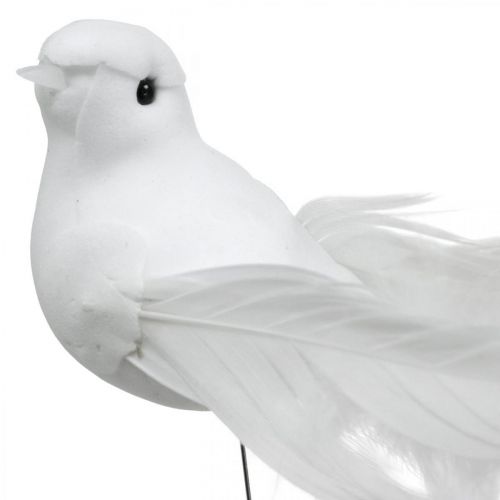 Décoration de mariage, colombes sur fil, colombes de mariage blanches H4.5cm 12pcs