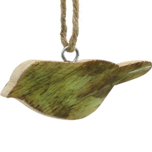 Floristik24 Oiseaux à suspendre, décoration printanière, cintre en bois naturel, vert H4cm 6 pcs