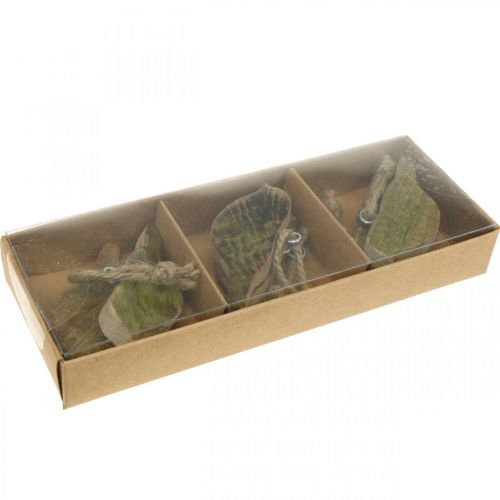 Floristik24 Oiseaux à suspendre, décoration printanière, cintre en bois naturel, vert H4cm 6 pcs
