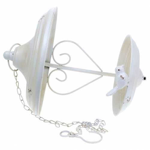 Floristik24 Mangeoire à oiseaux en métal crème, grille Ø21cm H27cm