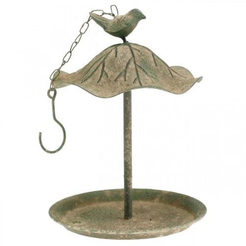 Bain d'oiseau suspendu en métal Bain d'oiseau jardin aspect antique H28cm