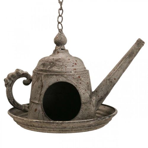 Nichoir décoratif vintage cruche décorative en métal à suspendre H51cm