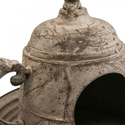 Nichoir décoratif vintage cruche décorative en métal à suspendre H51cm