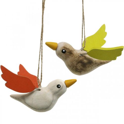 Floristik24 Déco oiseaux bois à suspendre oiseau décoration printanière 10.5cm 6pcs