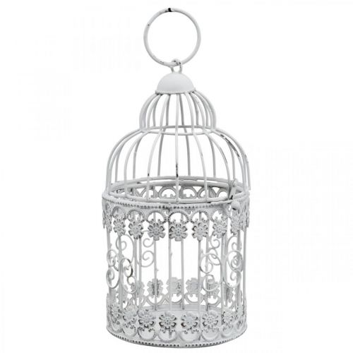 Floristik24 Déco volière shabby blanc cage à oiseaux décoration métal Ø10cm H17cm