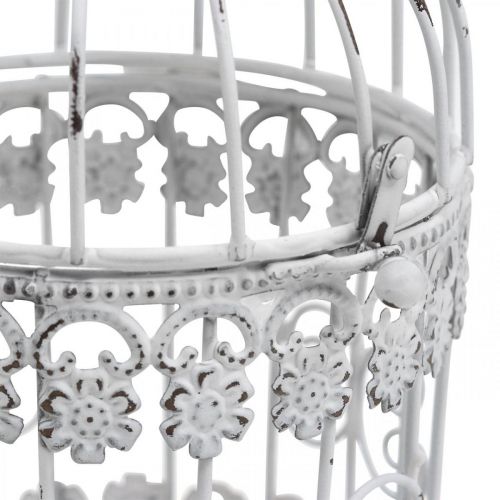 Article Déco volière shabby blanc cage à oiseaux décoration métal Ø10cm H17cm