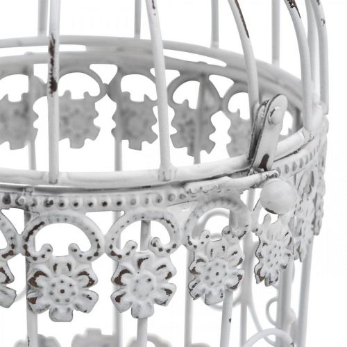 Floristik24 Déco volière shabby blanc cage à oiseaux décoration métal Ø10cm H17cm