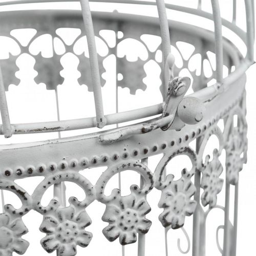 Article Cage à suspendre, volière décorative, décoration métal, shabby chic blanc Ø12.5cm H25cm