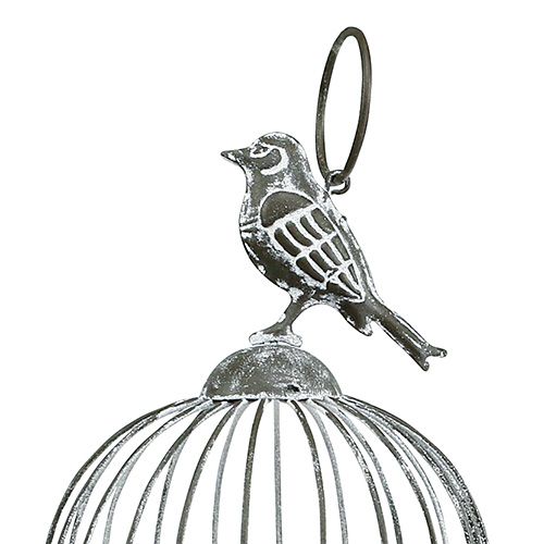 Floristik24 Cage à oiseaux avec photophore Ø10,5cm H21cm Gris