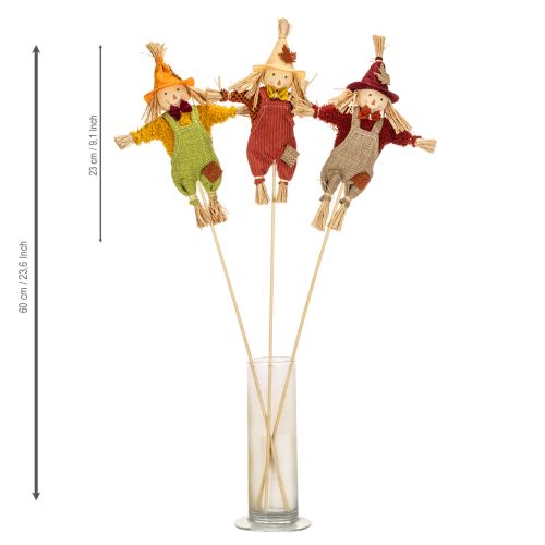 Figurine d'épouvantail en tissu sur tige 60 cm pour décoration d'automne | Floristik24.fr