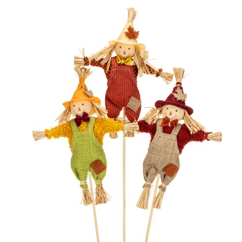 Figurine d'épouvantail en tissu sur tige 60 cm pour décoration d'automne | Floristik24.fr