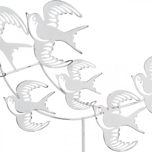Hirondelles, décorations de table, décorations oiseaux à poser Blanc, couleurs naturelles Shabby Chic H33.5cm L32.5cm