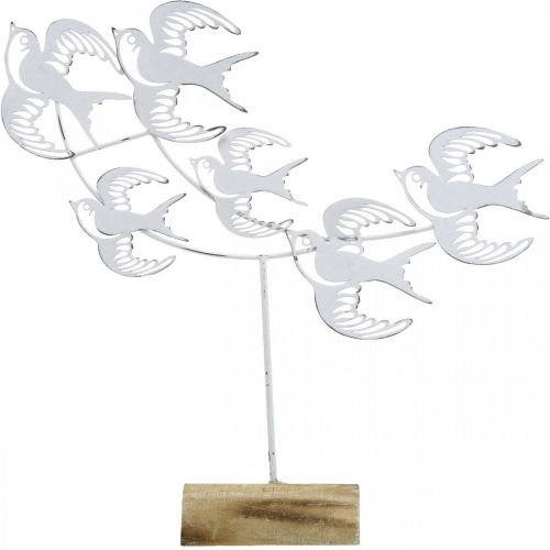 Floristik24 Hirondelles, décorations de table, décorations oiseaux à poser Blanc, couleurs naturelles Shabby Chic H33.5cm L32.5cm