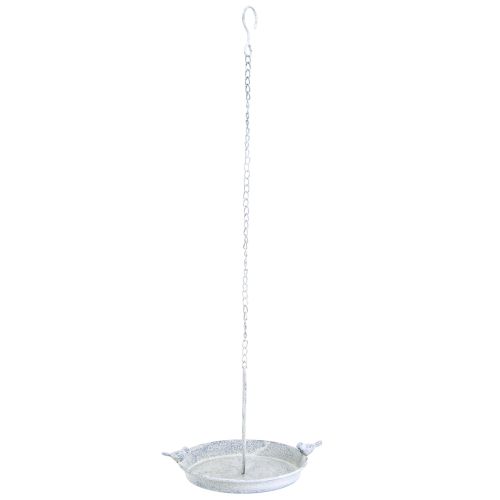 Article Bain d'oiseaux Décoration Métal Coeur Blanc Bleu Suspendu Ø21.5cm