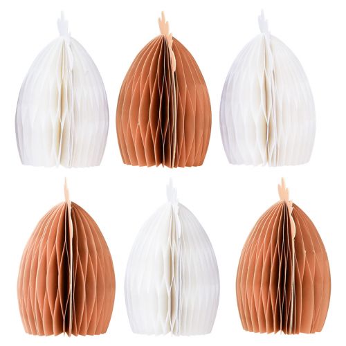 Article Décoration de table poulet en nid d&#39;abeille Pâques blanc orange 11×6,5×12cm 6pcs