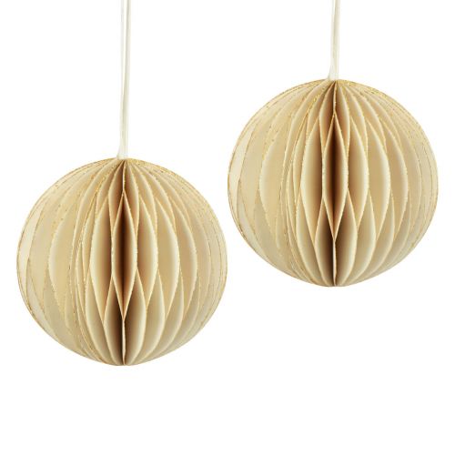Floristik24 Boules en nid d&#39;abeille boules en nid d&#39;abeille Noël crème or Ø8cm 4pcs