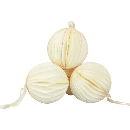 Article Boules en nid d&#39;abeille boules en nid d&#39;abeille Noël blanc pailleté Ø7cm 4pcs