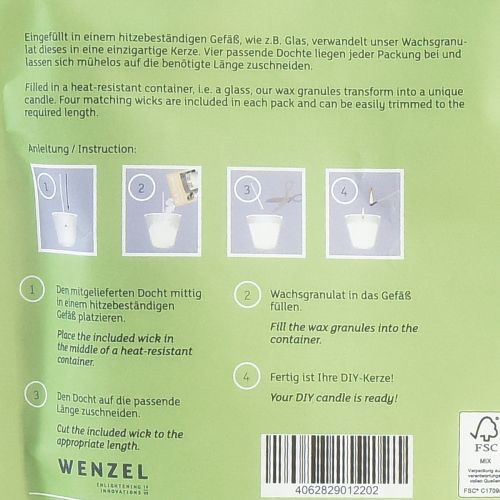 Floristik24 Bougie en granulés de cire, mèche de sable, parfum citronnelle 400g