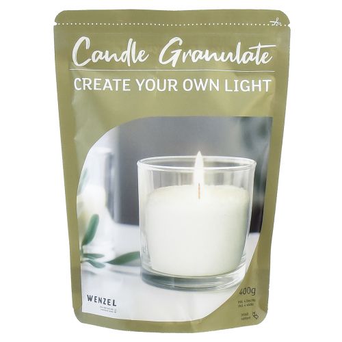 Granulés de cire blanche sable pour bougies avec mèche 400g