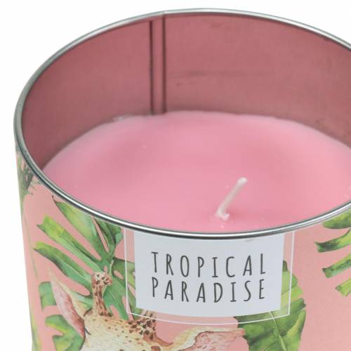 Floristik24 Bougie parfumée en canette forêt tropicale rose Ø9,5cm H8cm