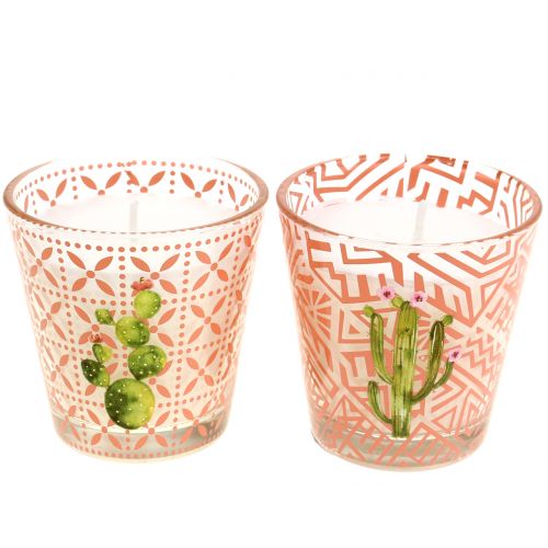 Floristik24 Bougie de cire en verre cactus Ø 6,5 cm 2 p.