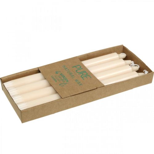 Article Bougies en cire PURE bougies en bâton crème Sahara 250/23mm cire naturelle 4 pcs
