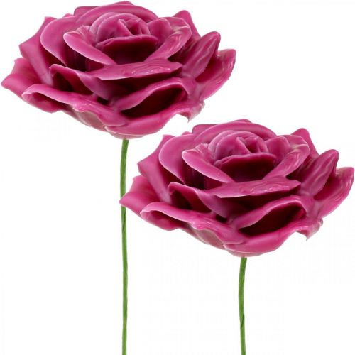 Floristik24 Roses en cire déco roses wax rose Ø8cm 12p