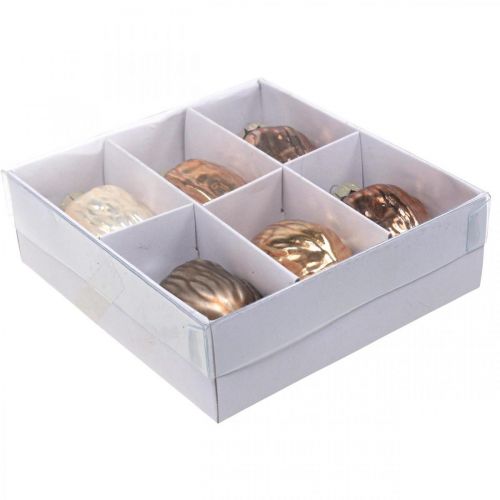 Article Ornements de sapin de Noël noyer déco pendentif verre 4.5cm 6pcs