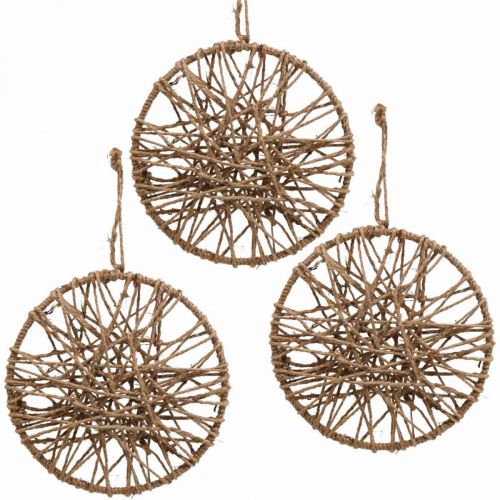 Décoration murale style bohème, anneau décoratif ruban de jute Ø23cm 5pcs