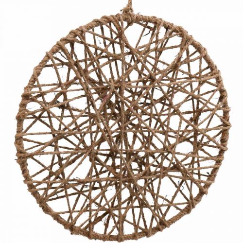 Floristik24 Décoration murale style bohème, anneau décoratif ruban de jute Ø28,5cm 4pcs