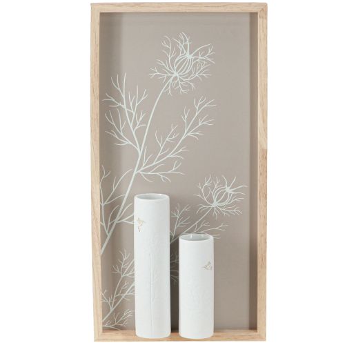 Article Décoration Murale Murale Bois Mini Vases Céramique Blanc H35cm