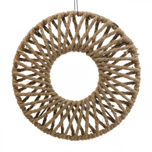 Article Décoration murale style bohème, anneau décoratif ruban de jute Ø28cm