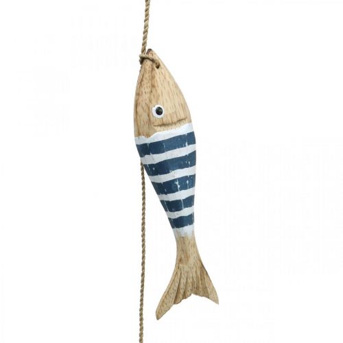 Article Cintre déco maritime poisson en bois à suspendre bleu foncé L123cm