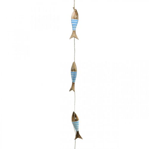 Cintre déco maritime poisson en bois à suspendre bleu clair L123cm