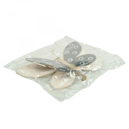 Article Déco Murale Papillon Métal Noir Blanc Doré 15cm
