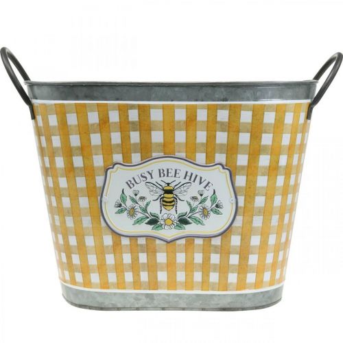 Article Cache-pot ovale abeille damier décoration d&#39;été jardinière 38×24×29cm