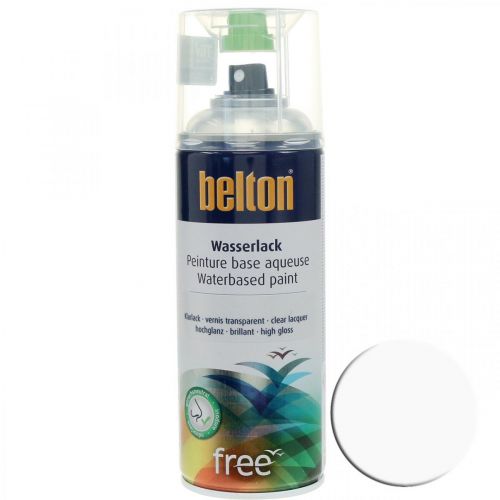 Floristik24 Laque transparente à haute brillance à base d'eau sans Belton en aérosol 400 ml