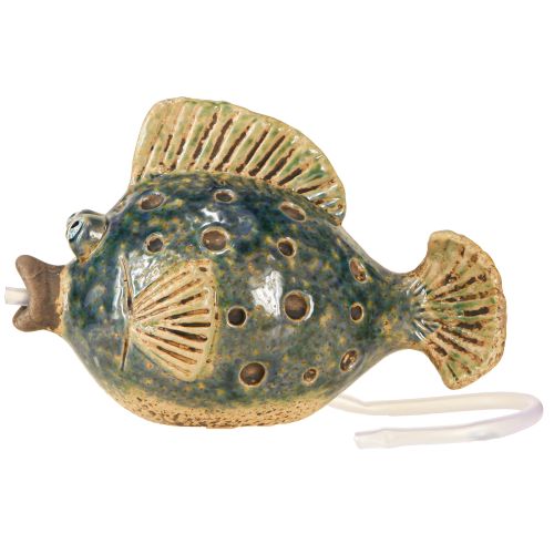 Article Figurine Gargouille Poisson en céramique Bleu Marron 20×11×13,5cm