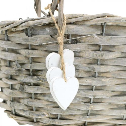 Floristik24 Panier à plante avec décoration coeur, décoration mariage, panier à planter, style champêtre H20.5 L23cm