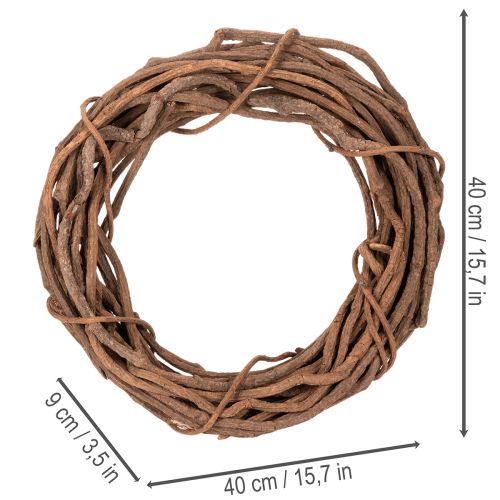 Couronne en osier naturel 40 cm pour créations florales | Floristik24.fr